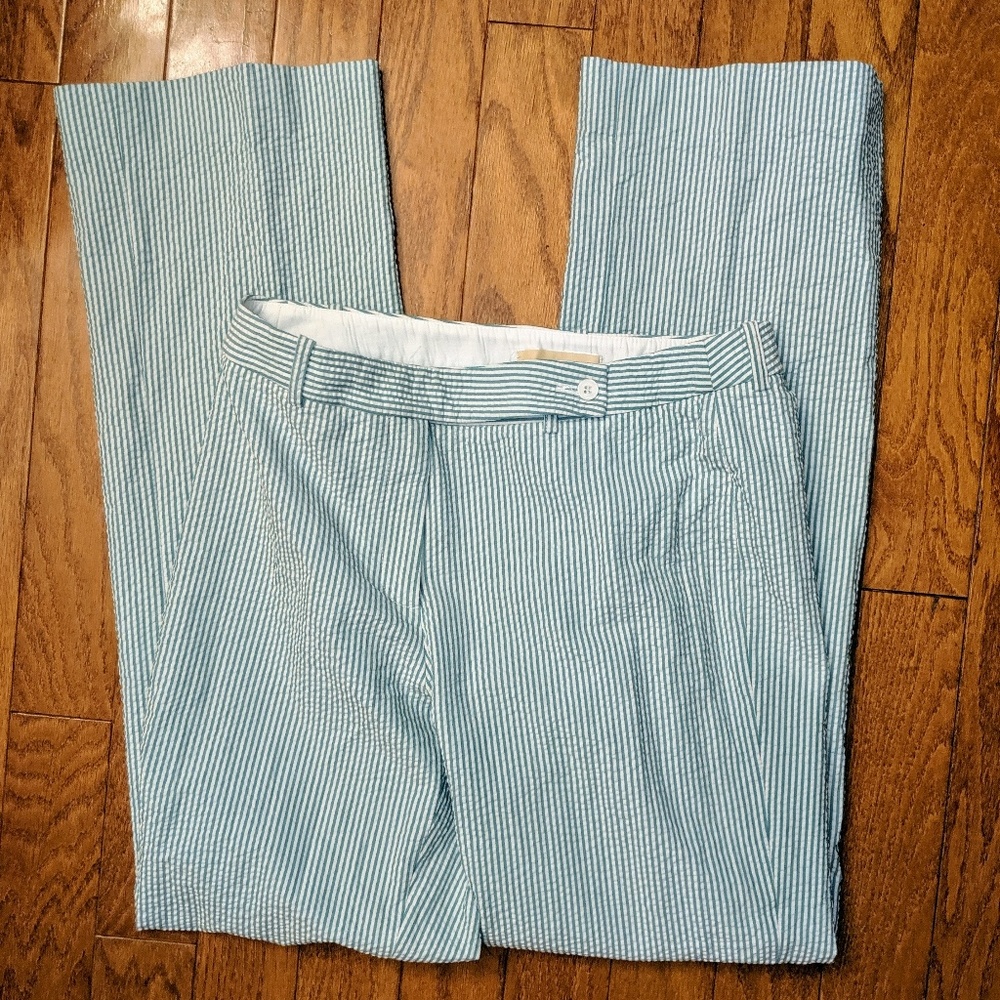 Michael Kors MAINLINE green seersucker pants 10